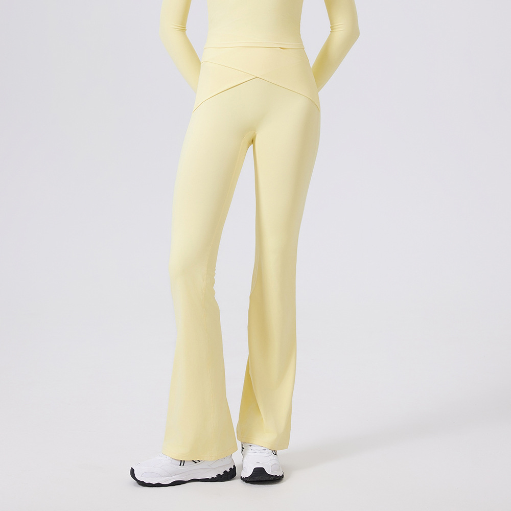 裸感收腹高彈力運動褲瑜伽喇叭褲