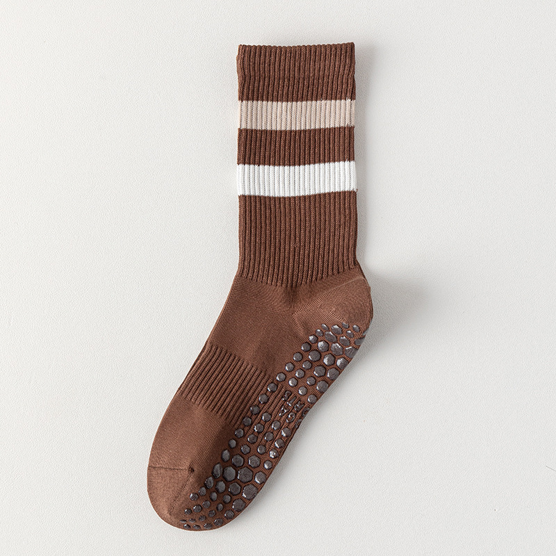 專業防滑中筒條紋瑜伽襪