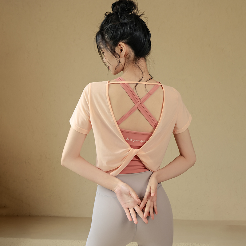 寛鬆速乾美背瑜伽短袖
