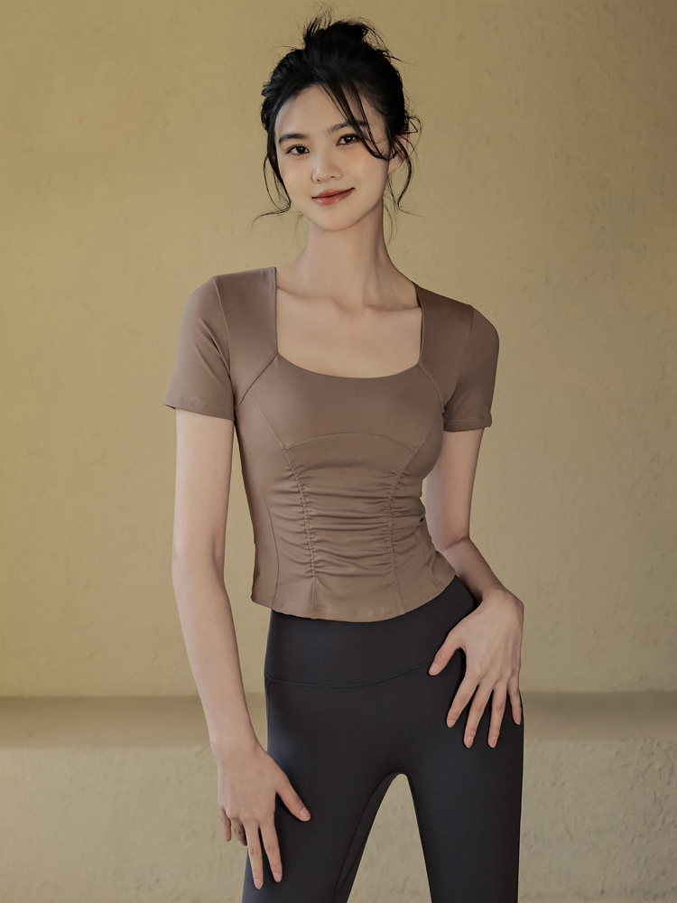 速乾顯痩帶胸墊瑜伽短袖T恤