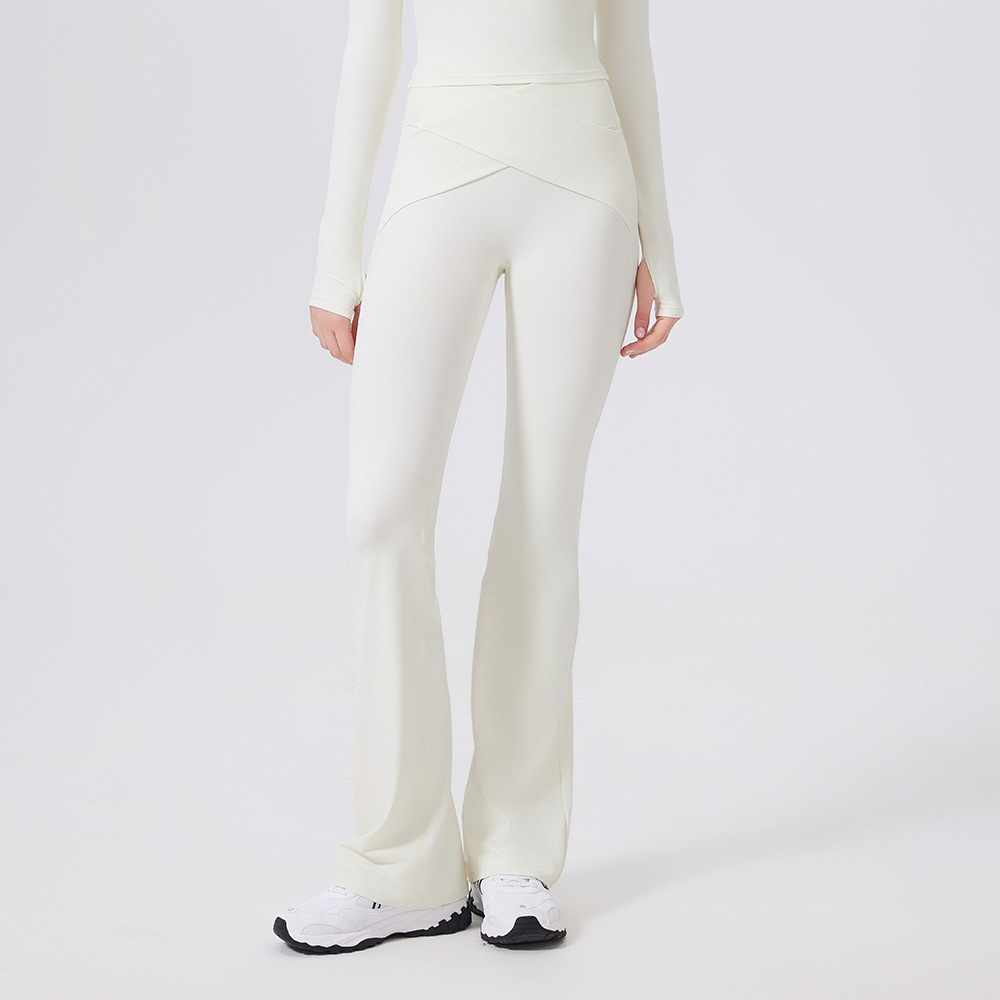 裸感收腹高彈力運動褲瑜伽喇叭褲