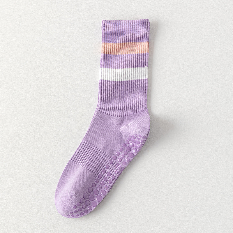 專業防滑中筒條紋瑜伽襪