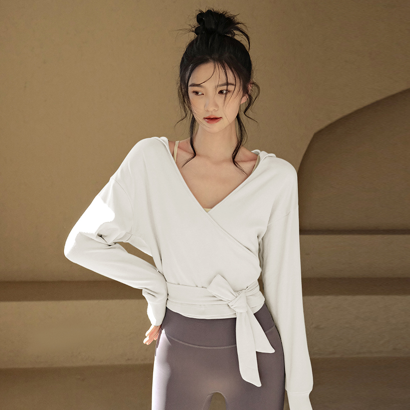 寛鬆連帽綁帶時尚瑜伽外套