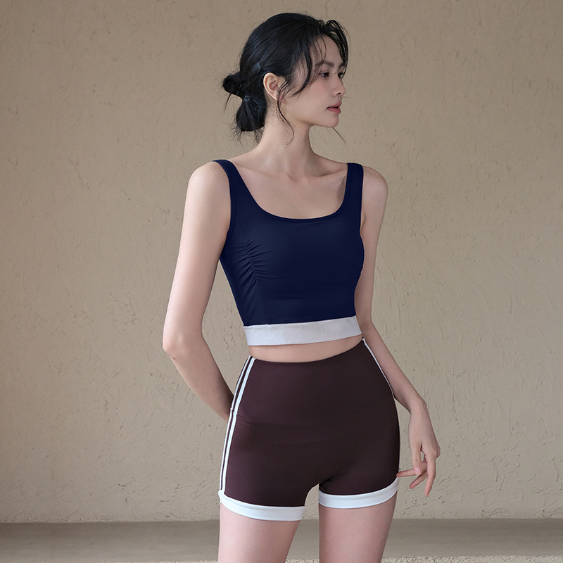 一體式撞色輕薄透氣運動健身文胸