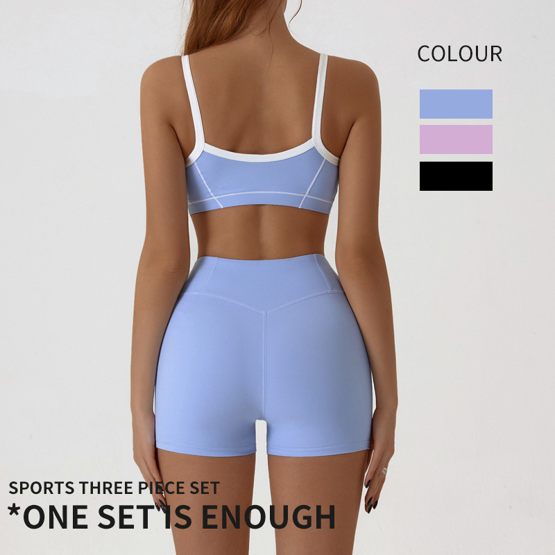 夏季裸感收腹文胸短褲套裝