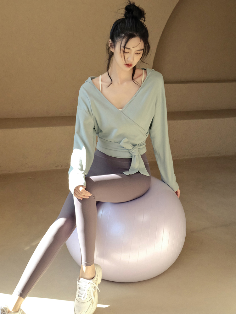 寛鬆連帽綁帶時尚瑜伽外套