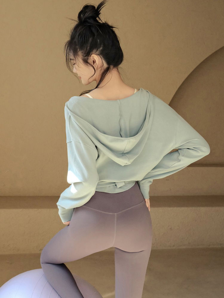 寛鬆連帽綁帶時尚瑜伽外套