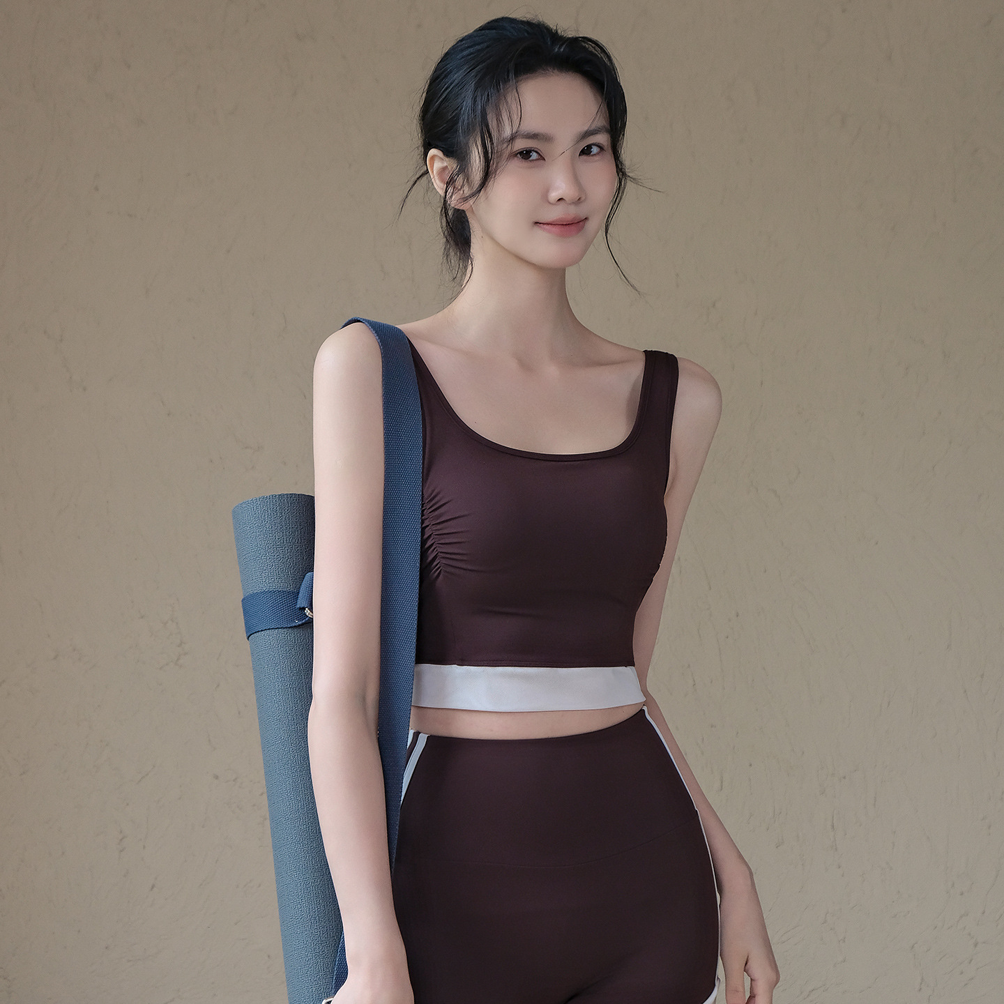 一體式撞色輕薄透氣運動健身文胸