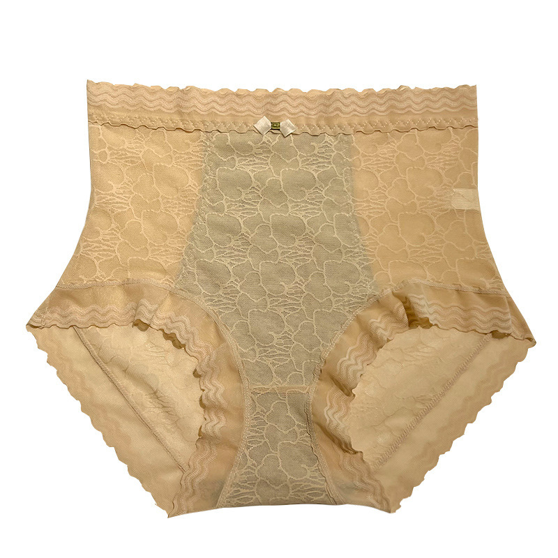 收腹提臀蕾絲純棉高腰無痕內褲