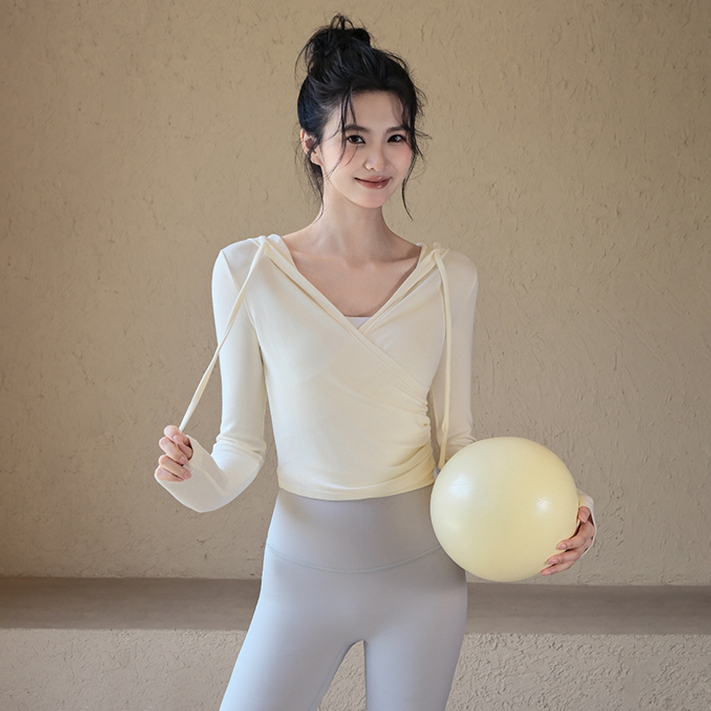 連帽交叉腰運動罩衫