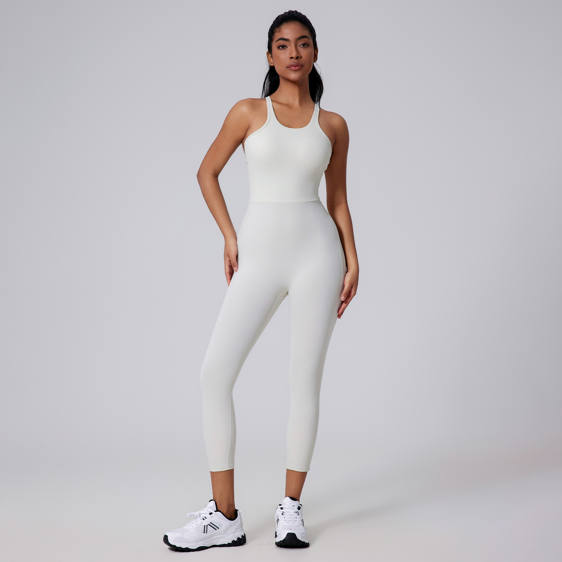 磨毛裸感V型美背提臀塑形連體服