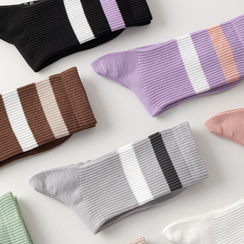 專業防滑中筒條紋瑜伽襪