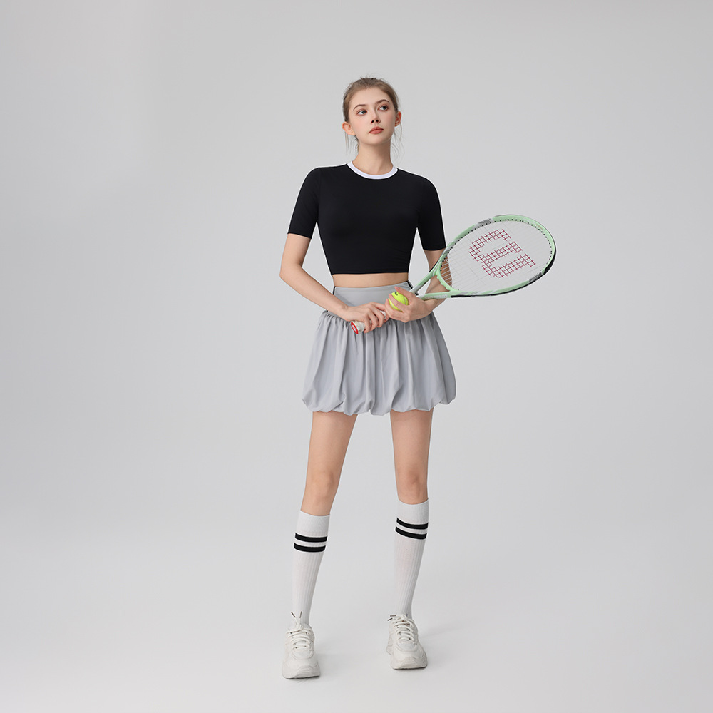 高腰花苞吸濕排汗高爾夫網球短裙