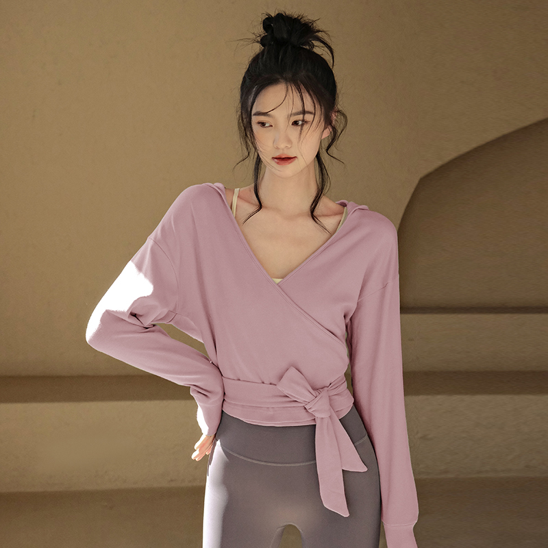 寛鬆連帽綁帶時尚瑜伽外套