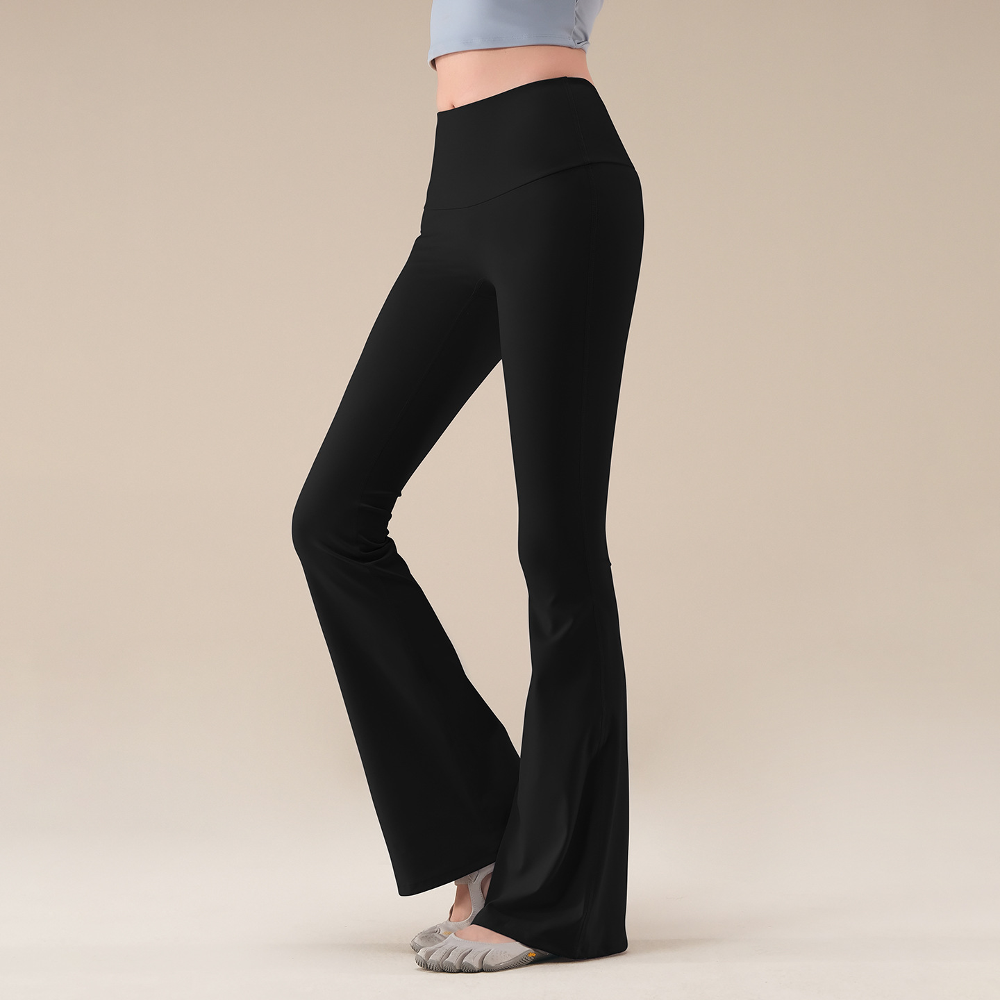 秋季高腰顯瘦無尷尬線訓練微喇褲