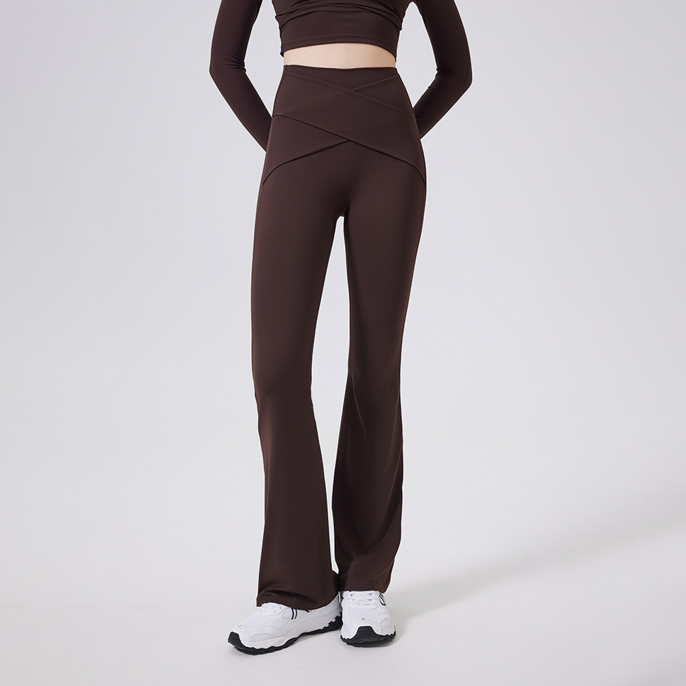 裸感收腹高彈力運動褲瑜伽喇叭褲