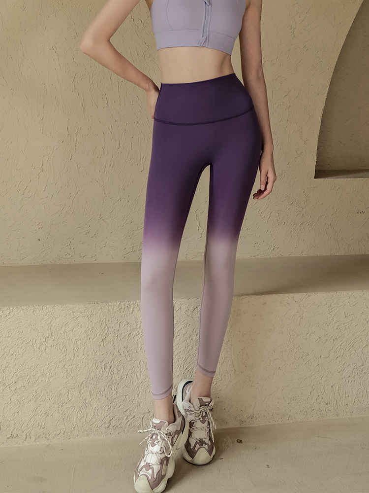 高腰彈力漸變色瑜伽緊身長褲
