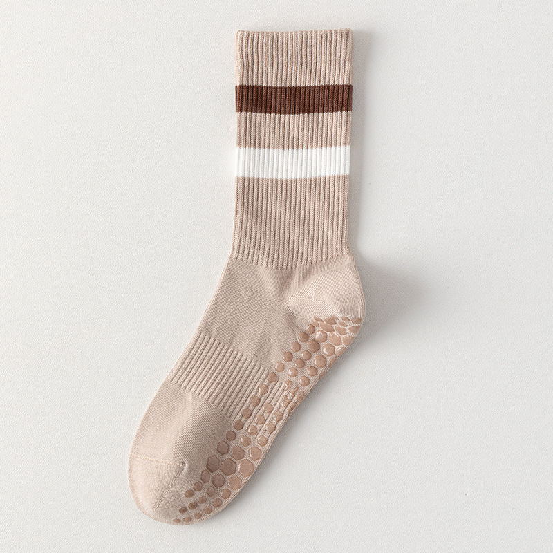 專業防滑中筒條紋瑜伽襪