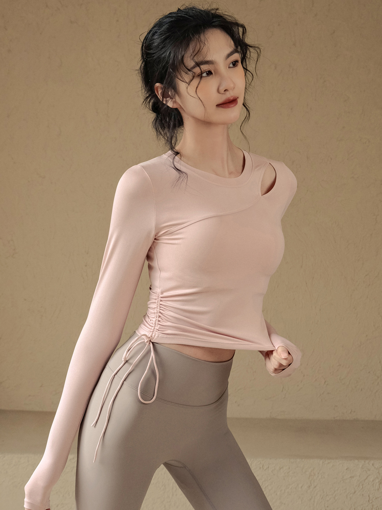 抽繩速乾瑜伽長袖T恤