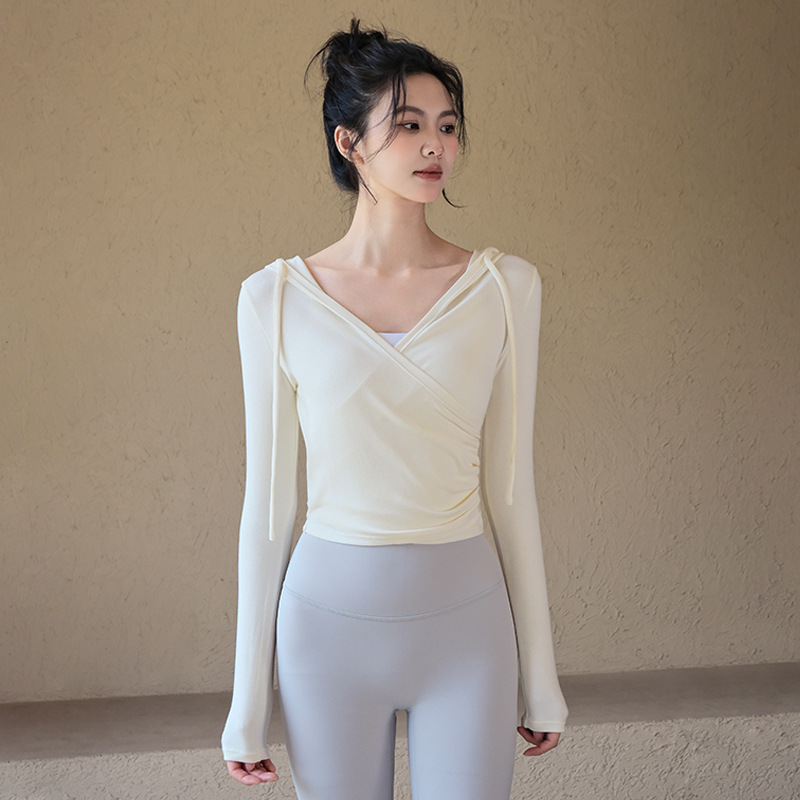 連帽交叉腰運動罩衫