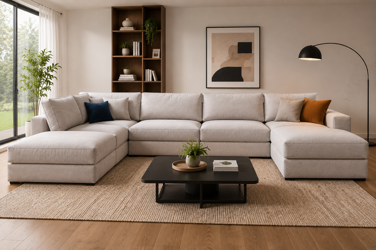 142" Modular L-Shaped 5-Seater Sectional Sofa | Modern Family Lounge Couch