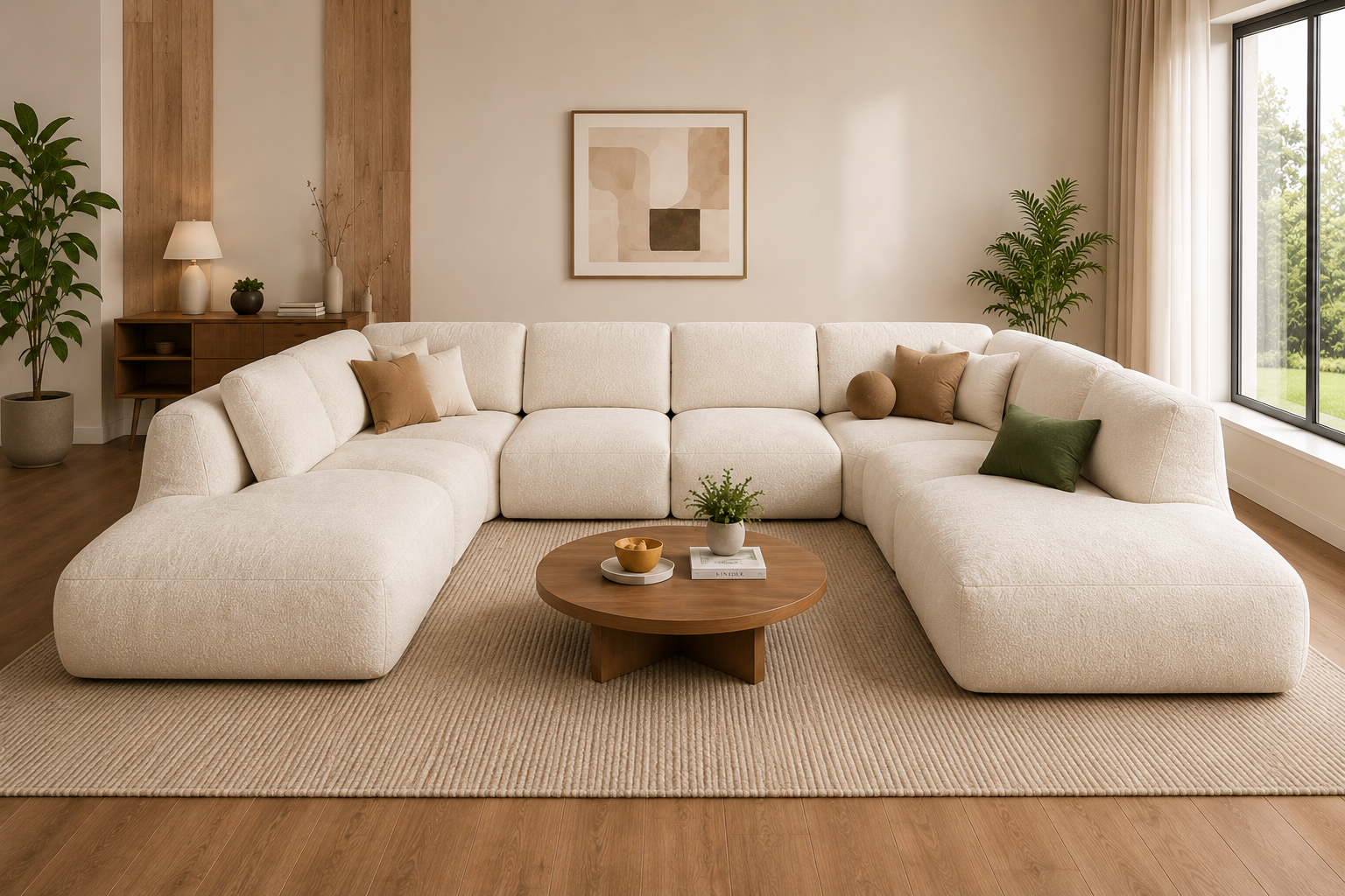 LINSY HOME U-Shaped 6-Seater Modular Boneless Sofa | Modern Lounge Couch
