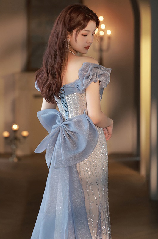 Off Shoulder Sequins Mermaid Fitting Evening Gown