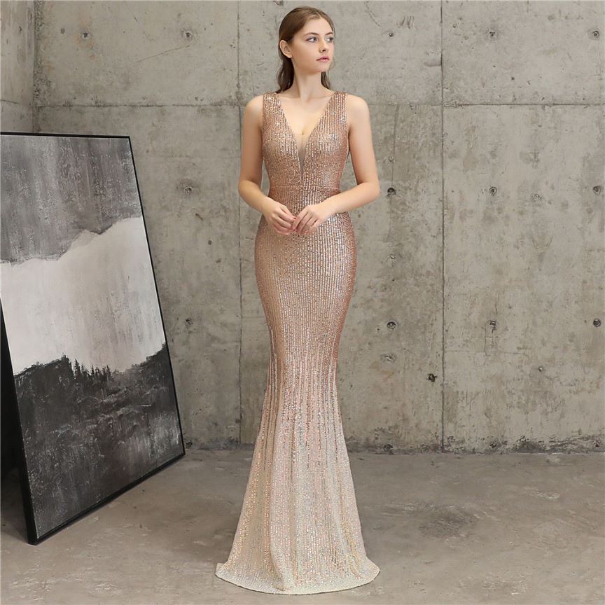 Two Tone Sequins Mermaid Gown (RoseGold) (Made To Order)