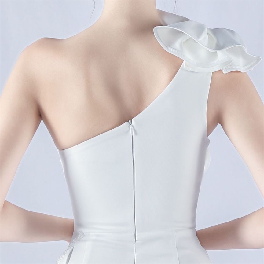 Gorgeous One Side Shoulder Evening Gown (White) (Retail)