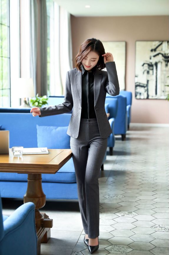 Formal Long Sleeve Black Coat (Grey) (Retail)