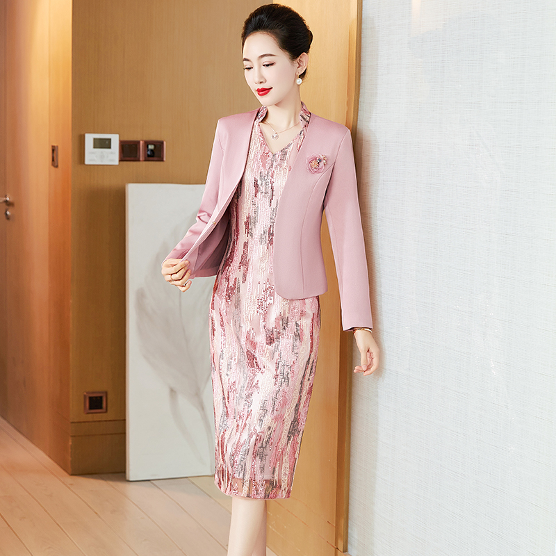 Elegant Queen Anne Sequins Midi Dress (Made To Order)