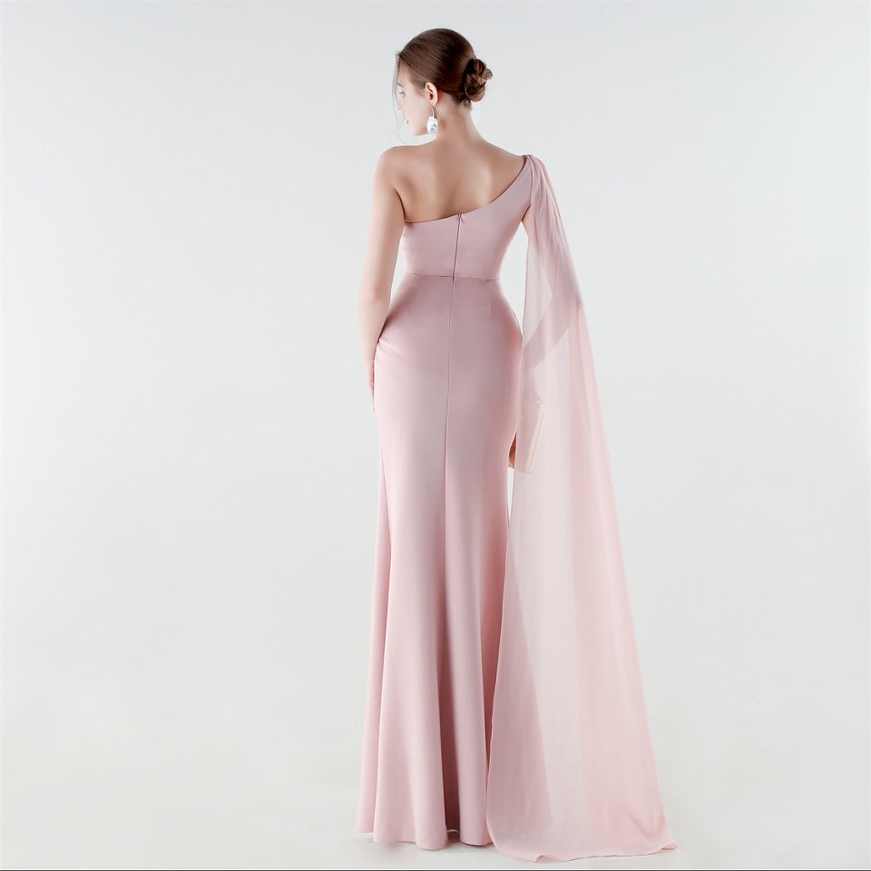 One Side Shoulder with Cape Scarf (Pink) (Make To Order)