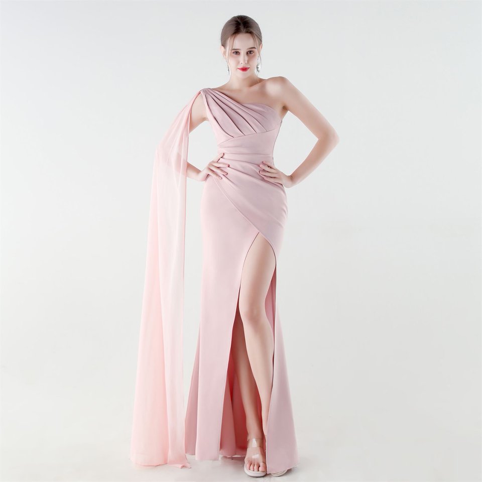 One Side Shoulder with Cape Scarf (Pink) (Make To Order)