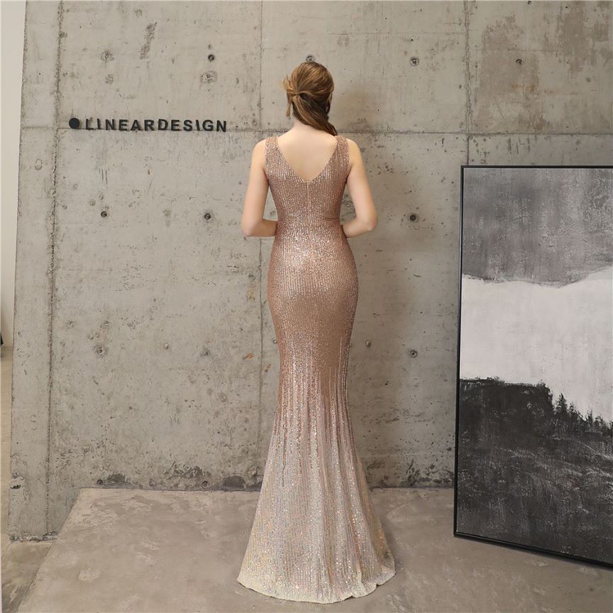 Two Tone Sequins Mermaid Gown (RoseGold) (Made To Order)
