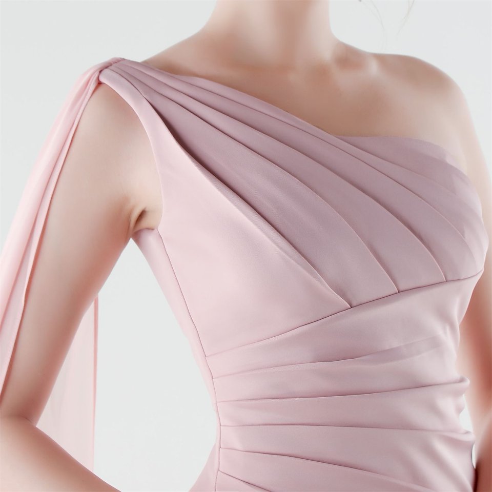 One Side Shoulder with Cape Scarf (Pink) (Make To Order)