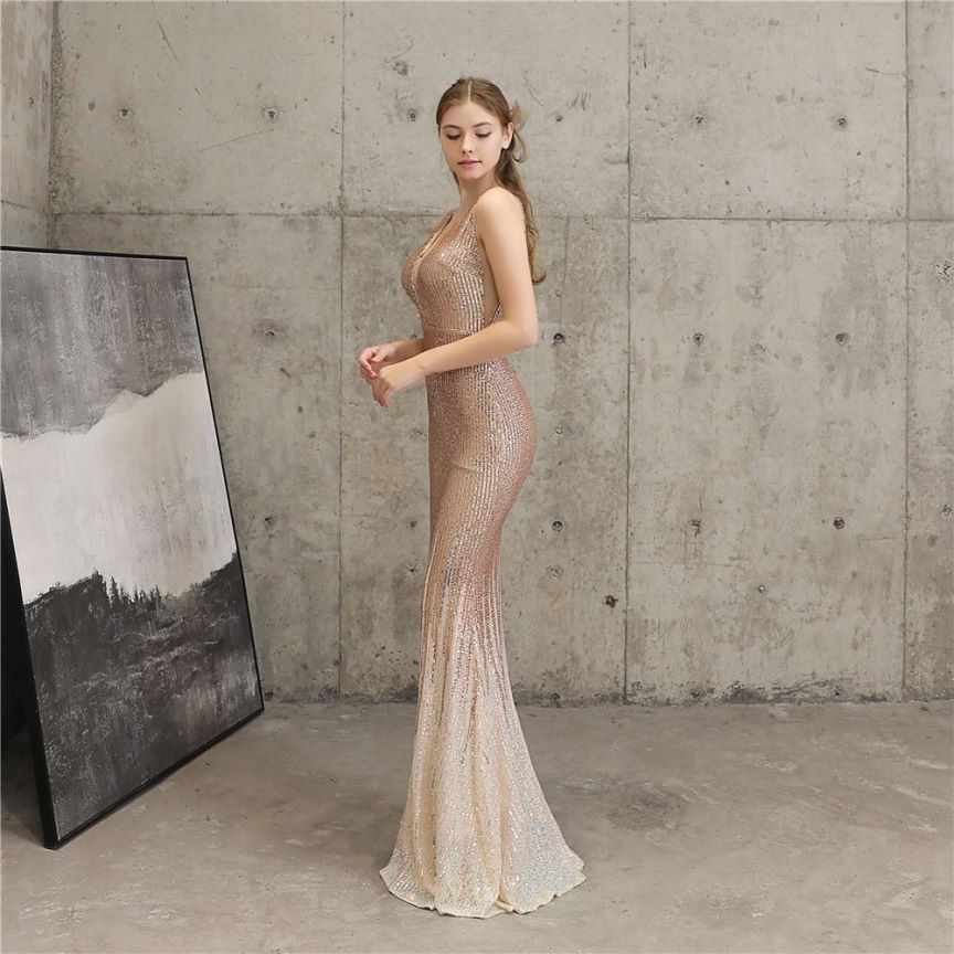 Two Tone Sequins Mermaid Gown (RoseGold) (Made To Order)