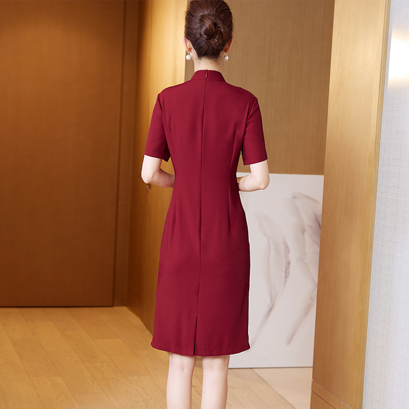 Elegant Lace Maroon Cheongsam (Made To Order)