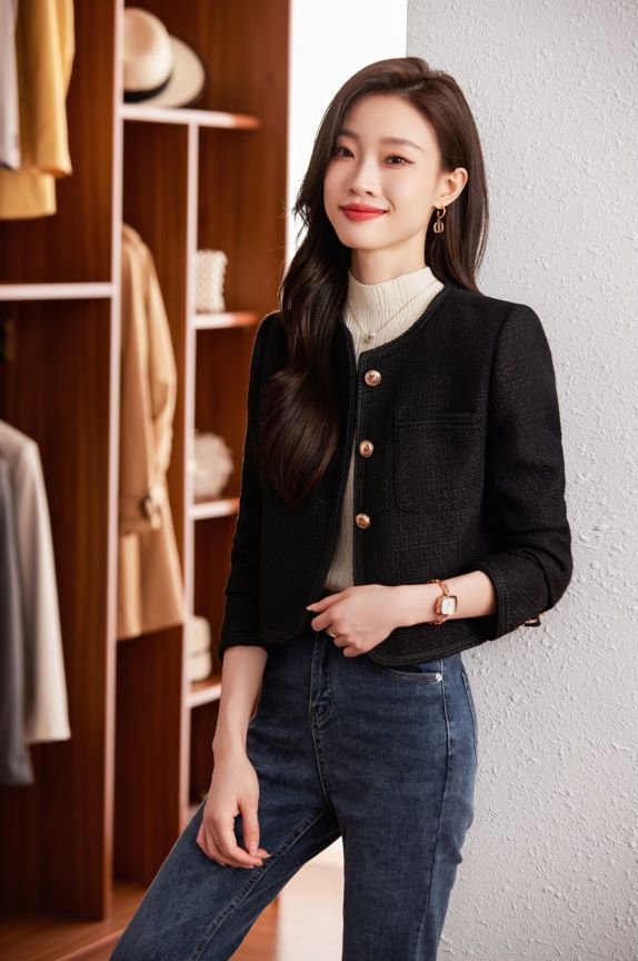 Long Sleeve Knit Coat (Black) (Retail)