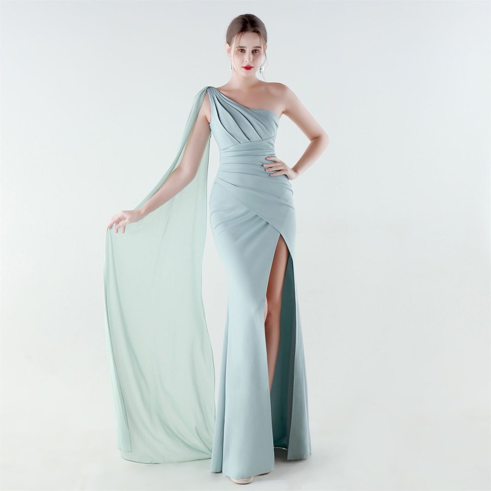 One Side Shoulder with Cape Scarf (Lake) (Retail)