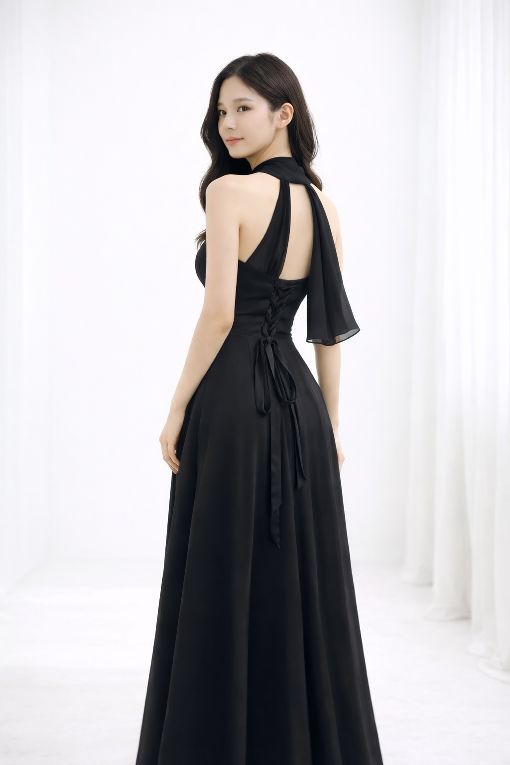 Transparent Strap Spaghetti A-Line Gown (Made To Order)