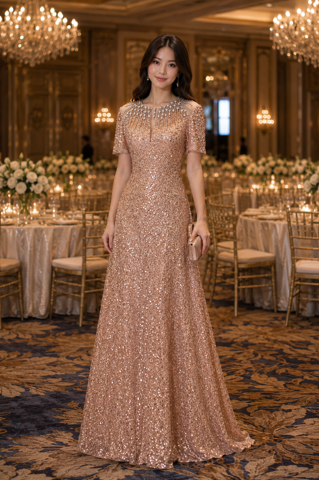 eLEGANT sHORT sLEEVE GOWN