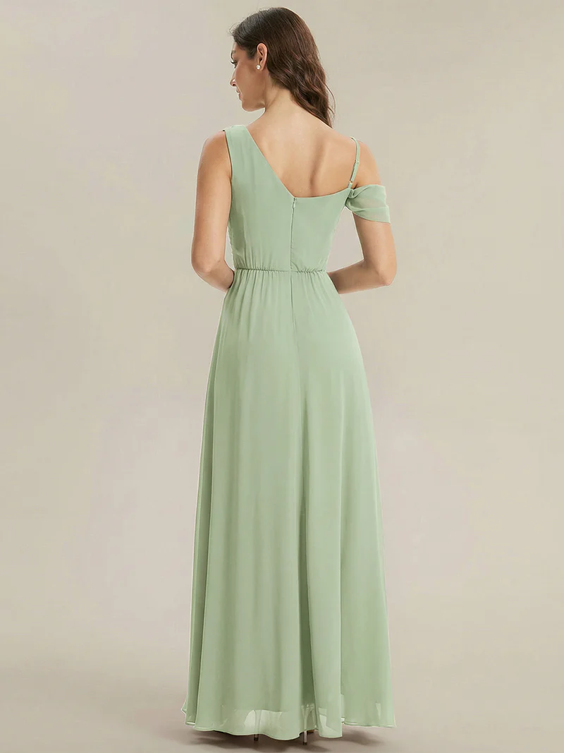 Asymmetrical A-Line Long Dresses (Mint) (Made To Order)