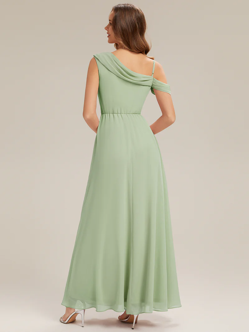 Asymmetrical A-Line Simple Long Dress (Mint) (Made To Order)