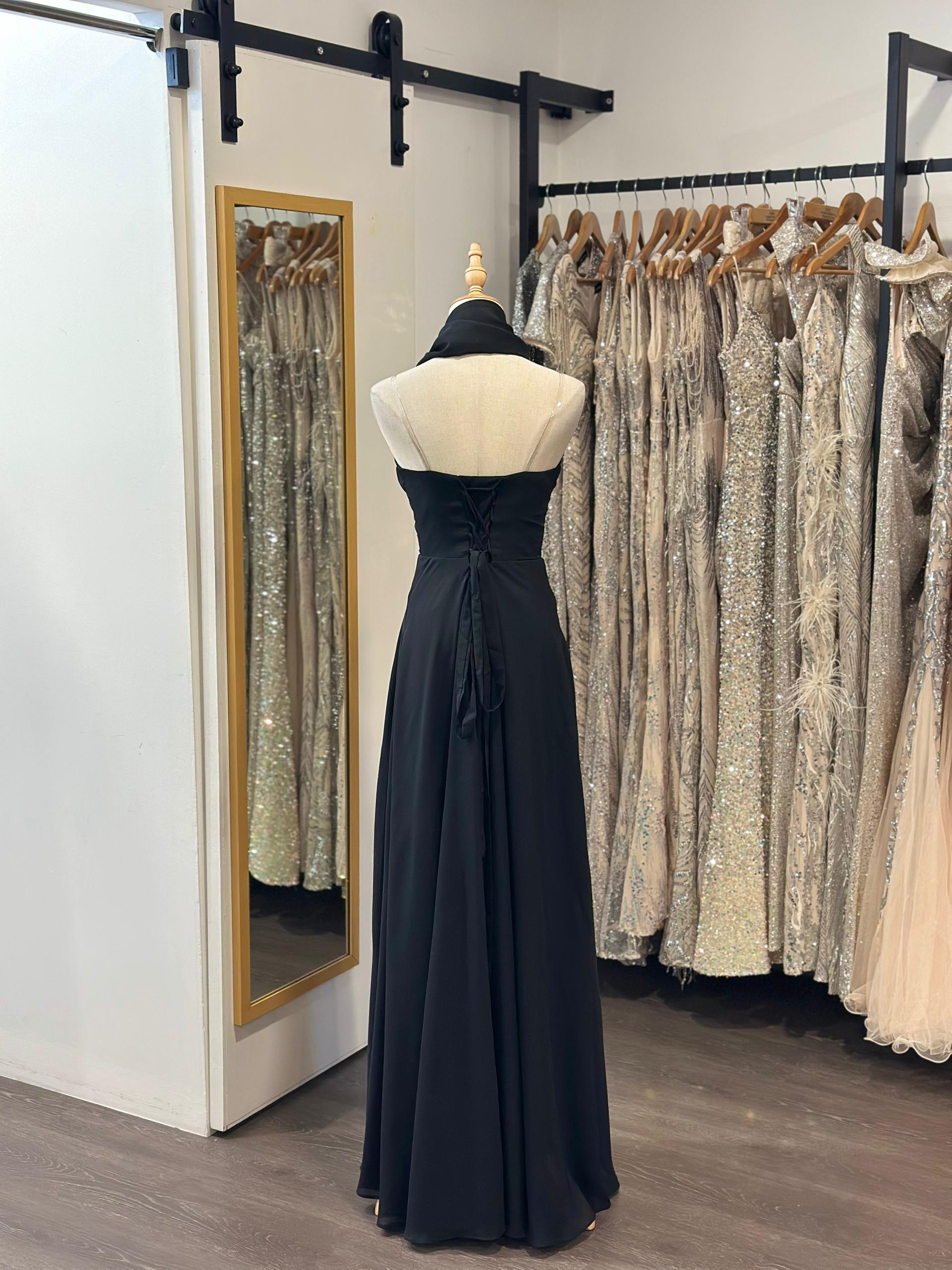 Transparent Strap Spaghetti A-Line Gown 