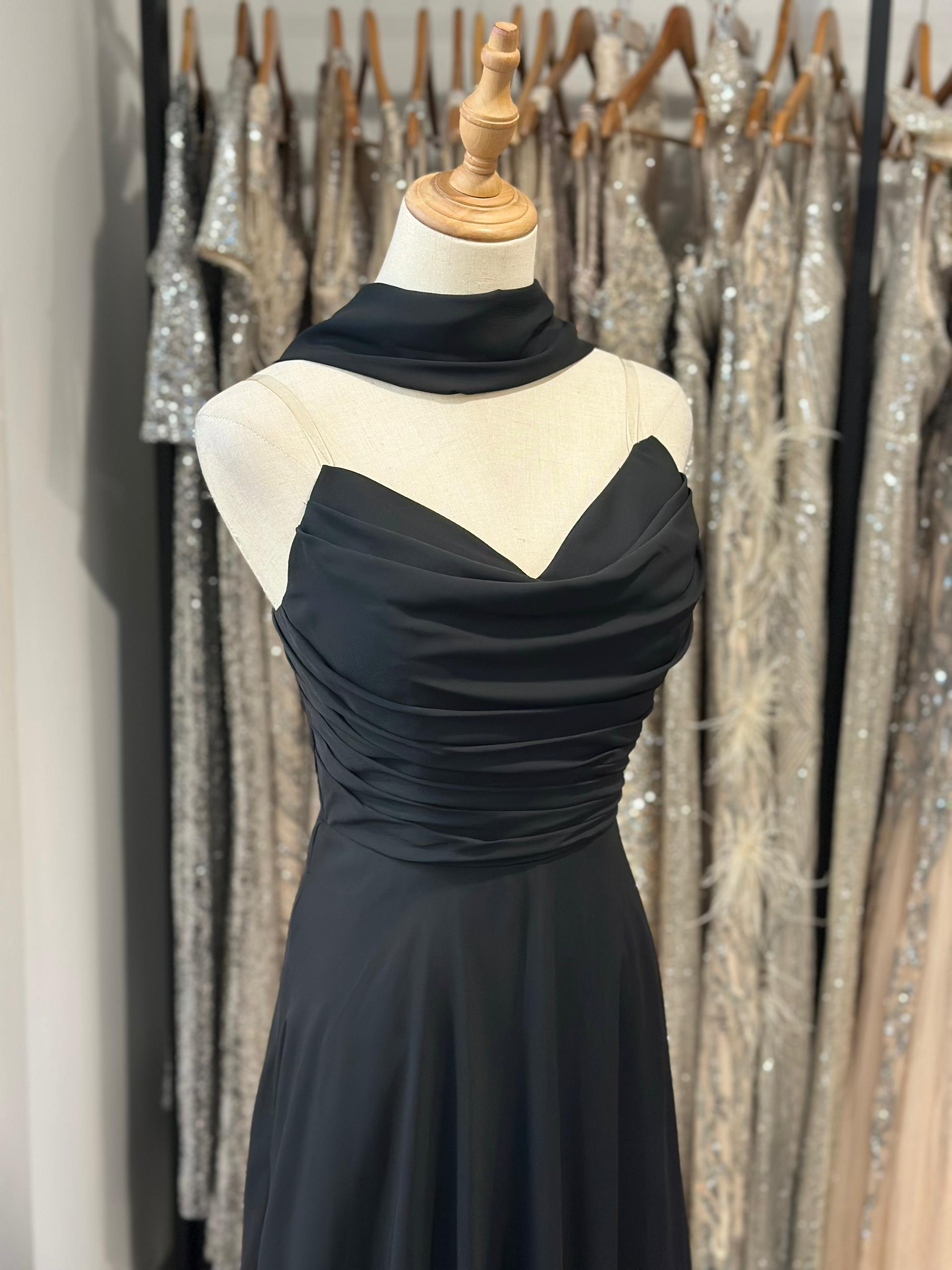 Transparent Strap Spaghetti A-Line Gown 