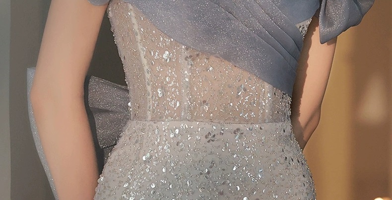 Off Shoulder Sequins Mermaid Fitting Evening Gown