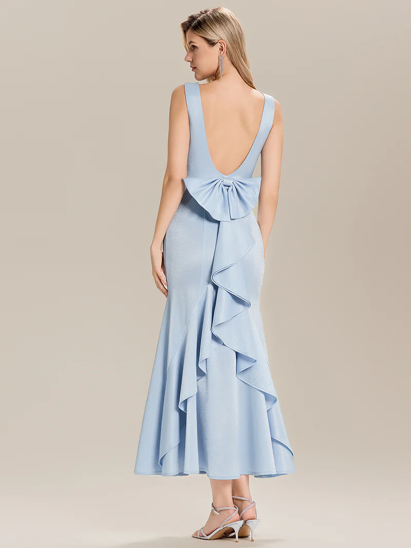 Sleeveless Fishtail Ruffled Round Neck Maxi Dress (Made To Order)