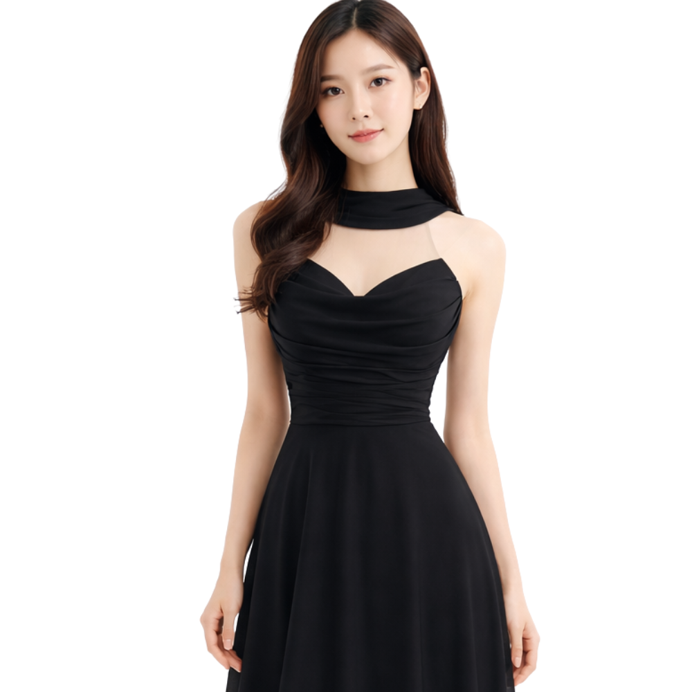 Transparent Strap Spaghetti A-Line Gown (Made To Order)