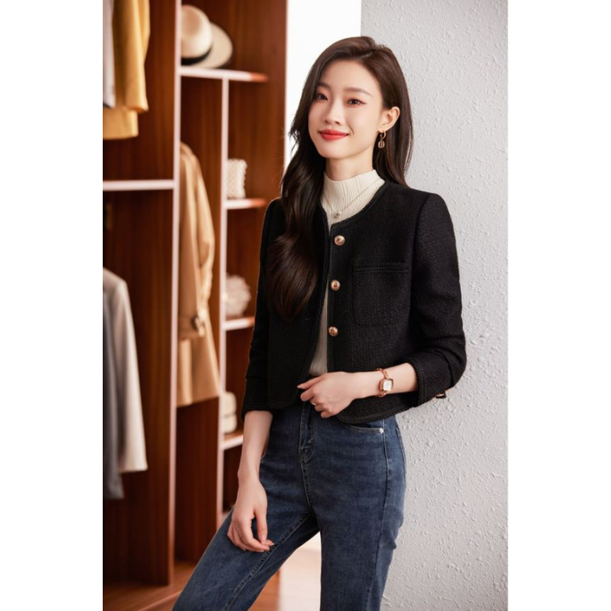 Long Sleeve Knit Coat (Black) (Retail)