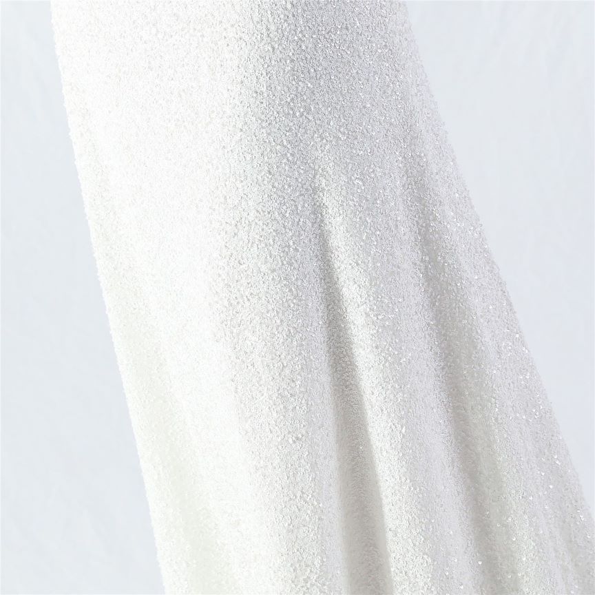 Elegant Stretch Spaghetti Sequins A-Line Evening Gown (White) (Made To Order)